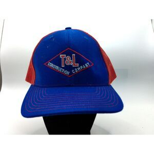 T&L Construction Trucker Hat | Blue Red Mesh Snapback